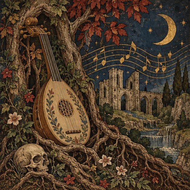 Illuminated manuscript artwork for Faxanadu: Root of Decay