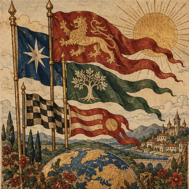 Illuminated manuscript artwork for flags.rocks